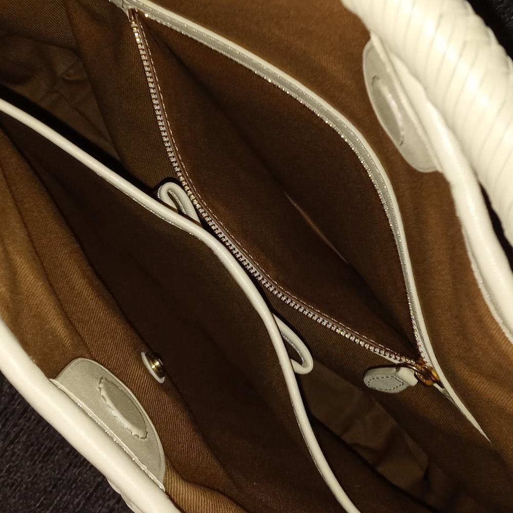 🐎RARE Ralph Lauren🐎 - Ecru Woven Leather Shoulder Bag - Picture 14 of 16